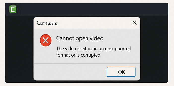 Camtasia không mở được video