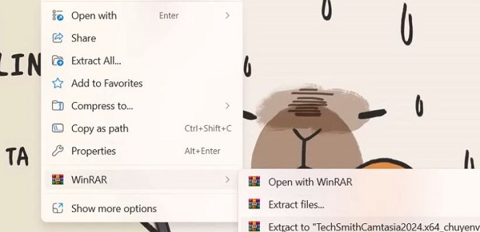 Giải nén file Camtasia 2024 vừa tải về