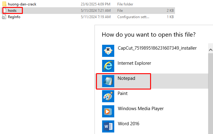 Mở file hosts