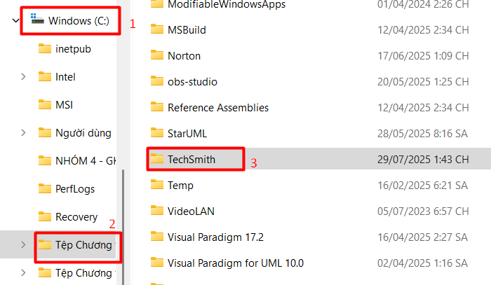 Ổ đĩa C > Tệp chương trình > TechSmith
