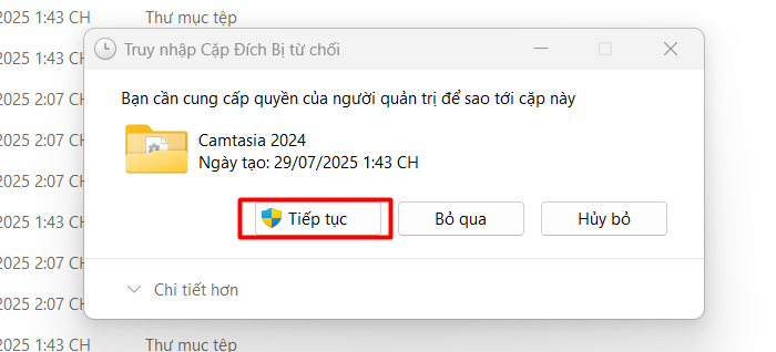 Dán file copy lúc nãy vào > chọn Continue
