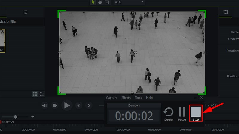 Nhấn Stop video hoặc F10 để lưu video lại